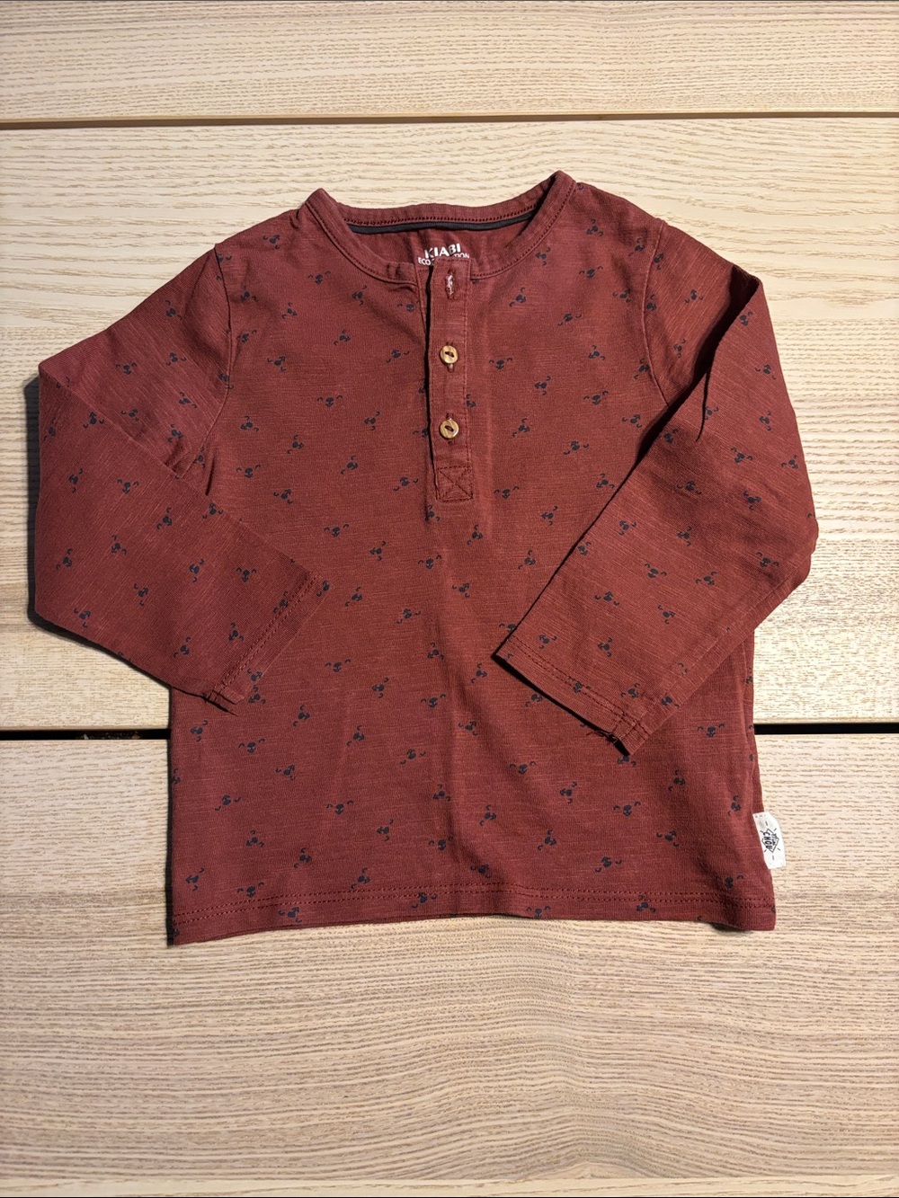 Kiabi Long Sleeve Henley Tee in Rust